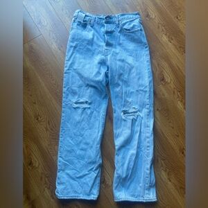 Levis Jeans Womens W27L27 Big‎ E Ribcage Straight Distressed Light Wash